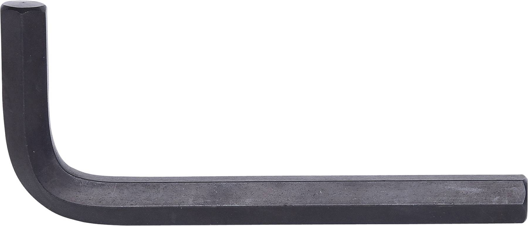 Ein schwarzer Inbusschlüssel in L-Form, typisches Werkzeug für das Anziehen von Schrauben mit Innensechskantkopf.