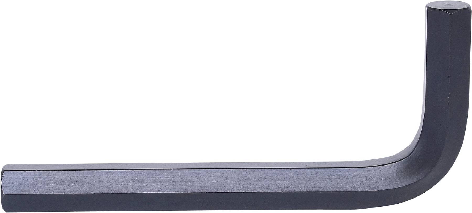 Ein L-förmiger Sechskantschlüssel aus Metall, typischerweise zum Anziehen oder Lösen von Schrauben mit Innensechskantkopf verwendet.