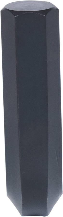 Ein schwarzer, sechseckiger Stift, aufrecht stehend, ohne sichtbare Markierungen oder Beschriftungen.