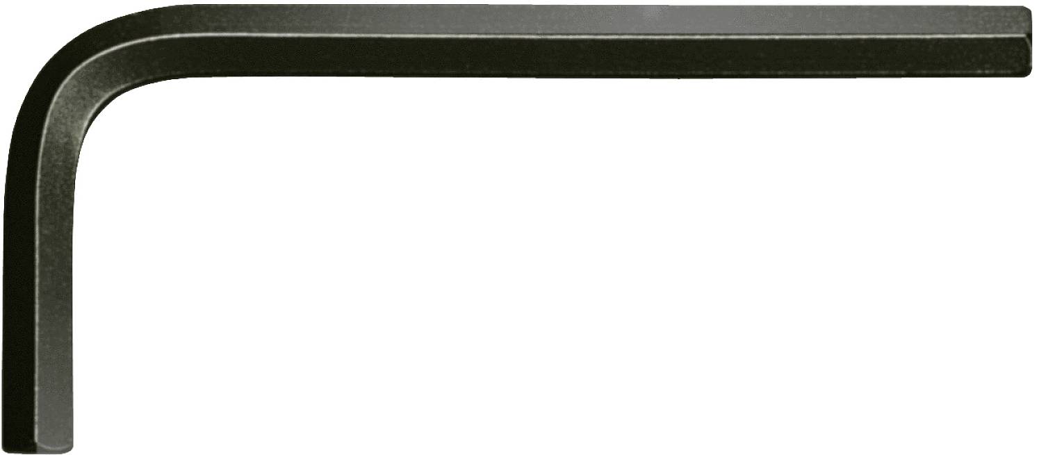 Im Bild ist ein L-förmiger Inbusschlüssel aus Metall zu sehen, der typischerweise zum Anziehen oder Lösen von Schrauben verwendet wird.