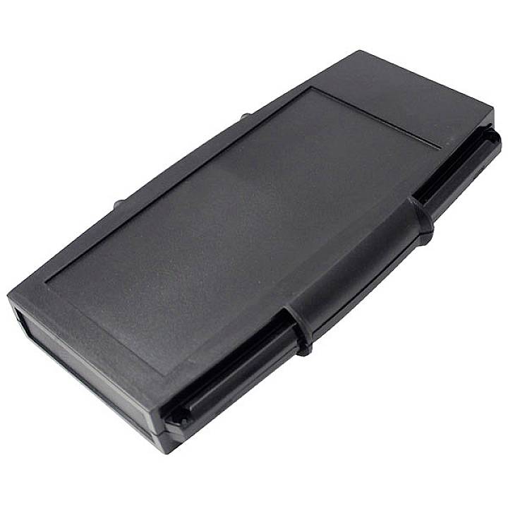 Schwarze, rechteckige Kunststoffbox mit Klappverschluss, möglicherweise ein Stift- oder Werkzeugsatzbehälter.