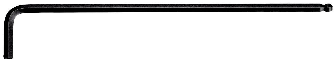 Ein schwarzer Inbusschlüssel in L-Form liegt horizontal, mit der kürzeren Seite nach links.