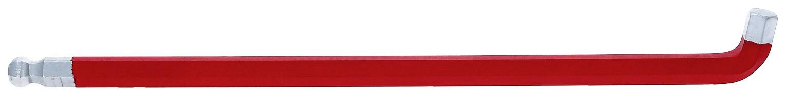Ein roter Wagenheber mit einem silbernen Metallende, zum Anheben von Fahrzeugen verwendet.