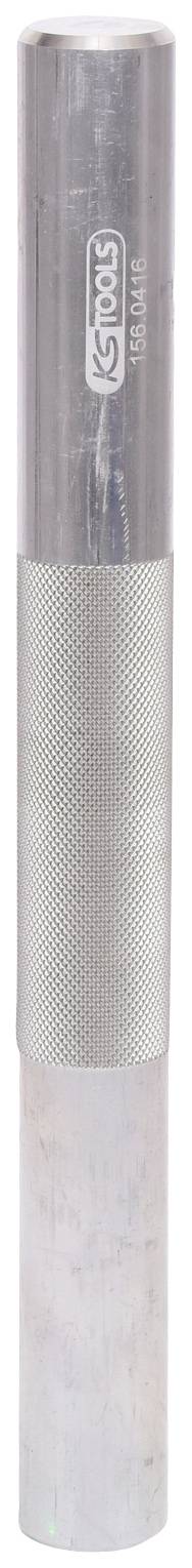 Metallischer Gegenstand in zylindrischer Form mit rauer und glatter Oberfläche, möglicherweise ein Werkzeuggriff oder ein Geräteteil.