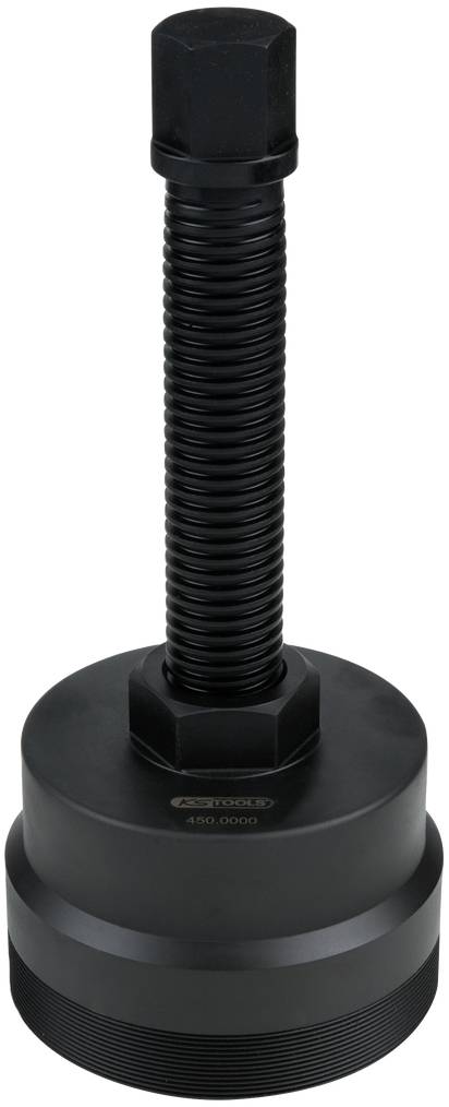 Abzieherwerkzeug mit langem Gewindebolzen, schwarzes Metall. Verwendet zum Entfernen von fest verklebten oder befestigten Komponenten.