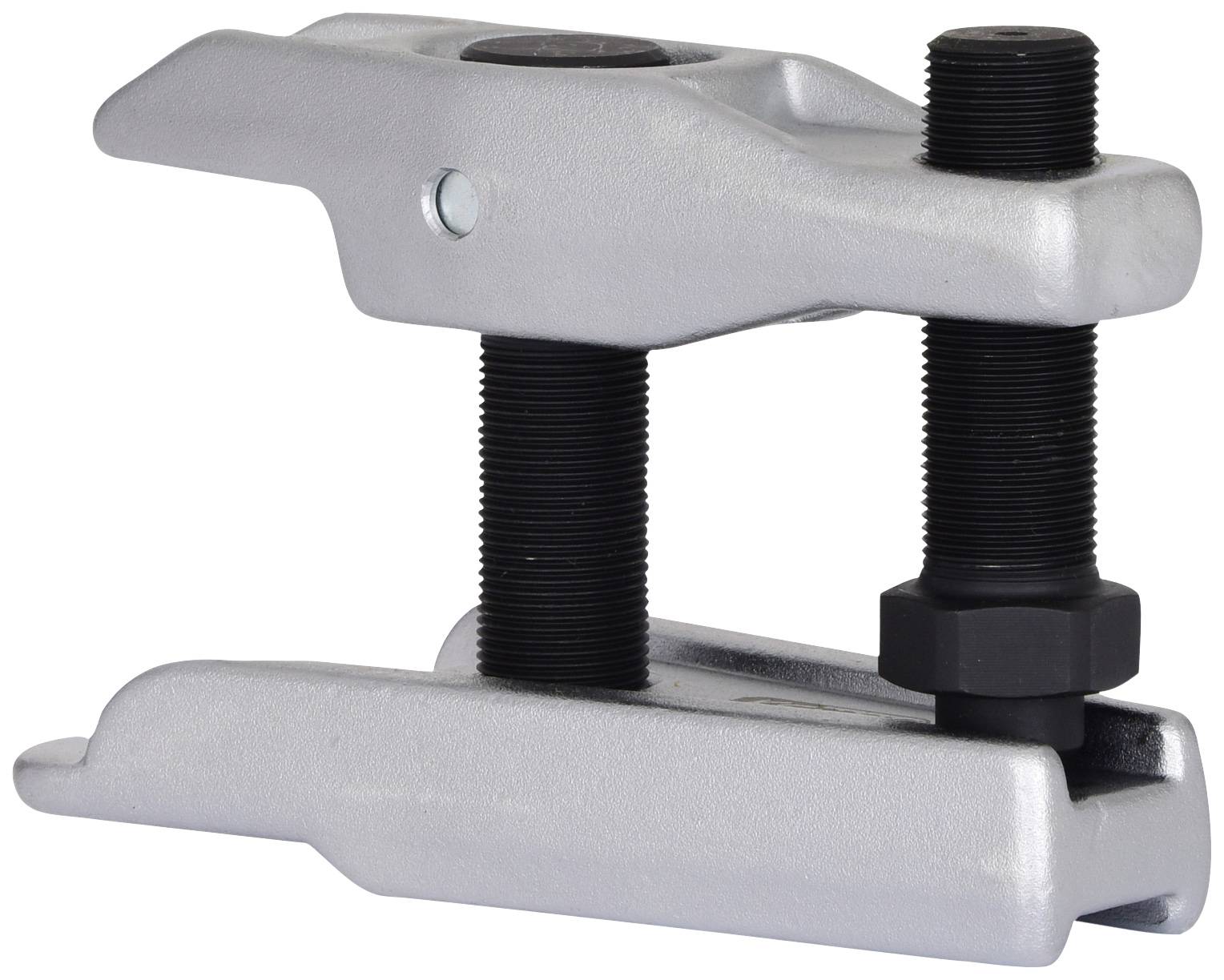 Metallisches Werkzeug mit zwei Schraubzwingen, das zum Ziehen von Lagern oder Buchsen verwendet wird.