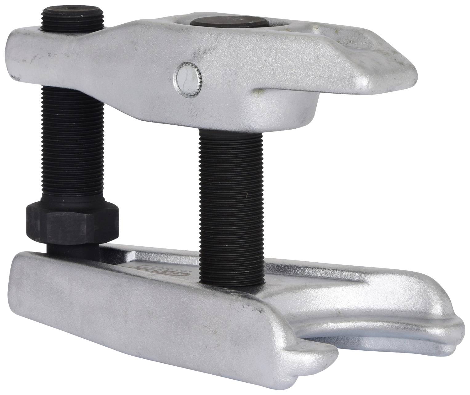 Ein Kugelgelenkabzieher mit robustem Metallrahmen und Schraubmechanismus zur sicheren Entfernung von Kugelgelenken in der Autoreparatur.