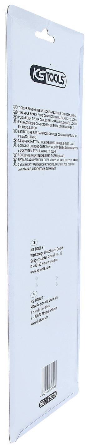 Rückseite einer Werkzeugverpackung der Marke KS Tools mit technischen Informationen und Barcode.
