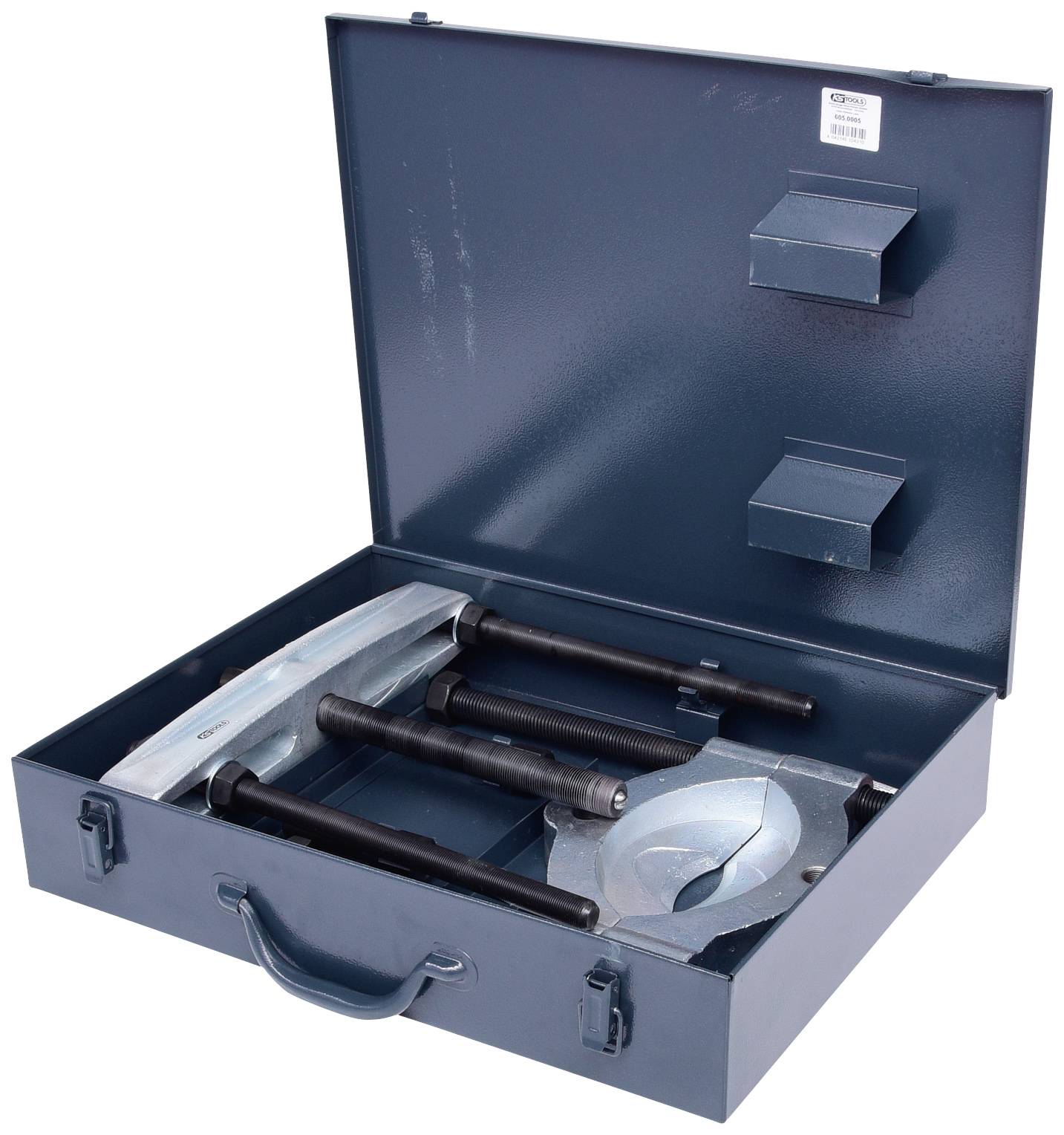 Ein Metallkoffer mit Werkzeugen enthält Schraubenzieher, Hammer und Zangen. Ideal für Reparaturarbeiten und Heimwerkerprojekte.