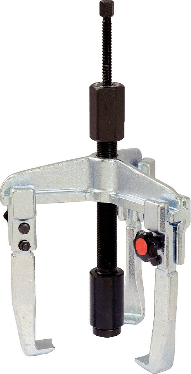 Abzieher mit zwei Haken und einer zentralen Spindel, verwendet zum Entfernen von Zahnrädern oder Lagern von Wellen.