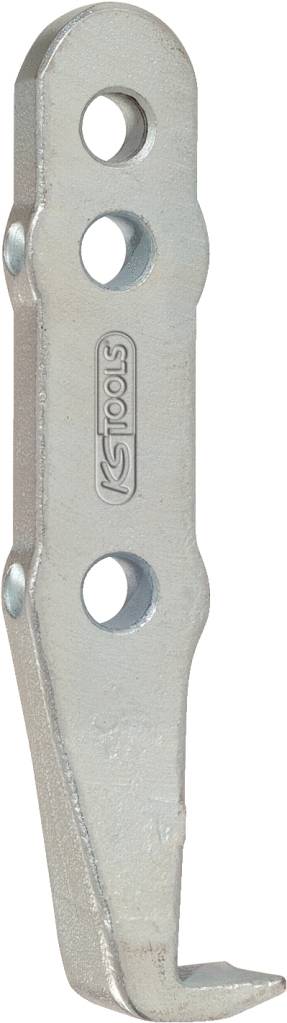 Metallwerkzeug mit gebogenem Haken und drei Befestigungsöffnungen, geeignet zur Hebelwirkung.