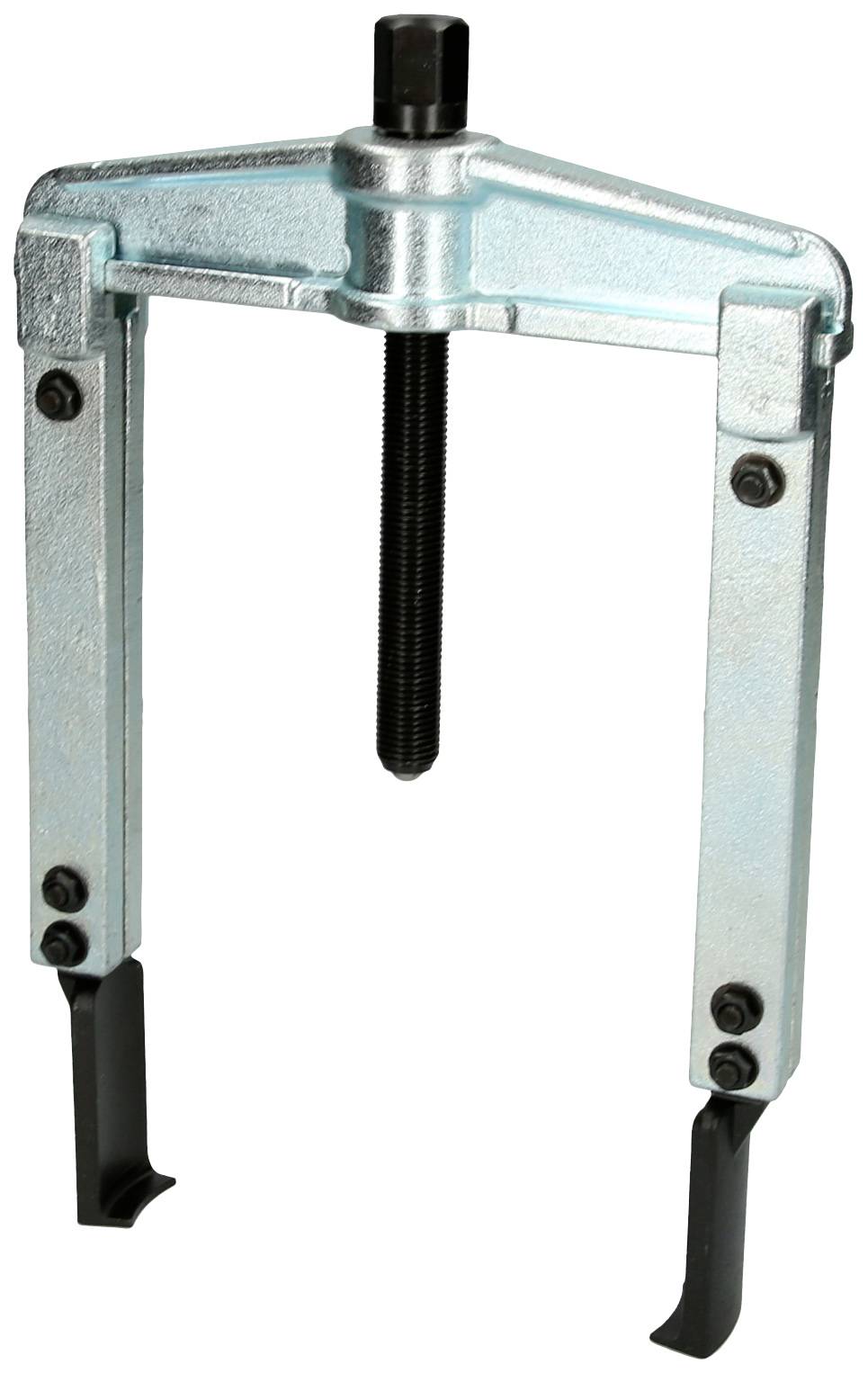 Zweiarmiger Abzieher aus Metall mit Schraubmechanismus, hauptsächlich verwendet zum Entfernen von Lagern oder Zahnrädern.