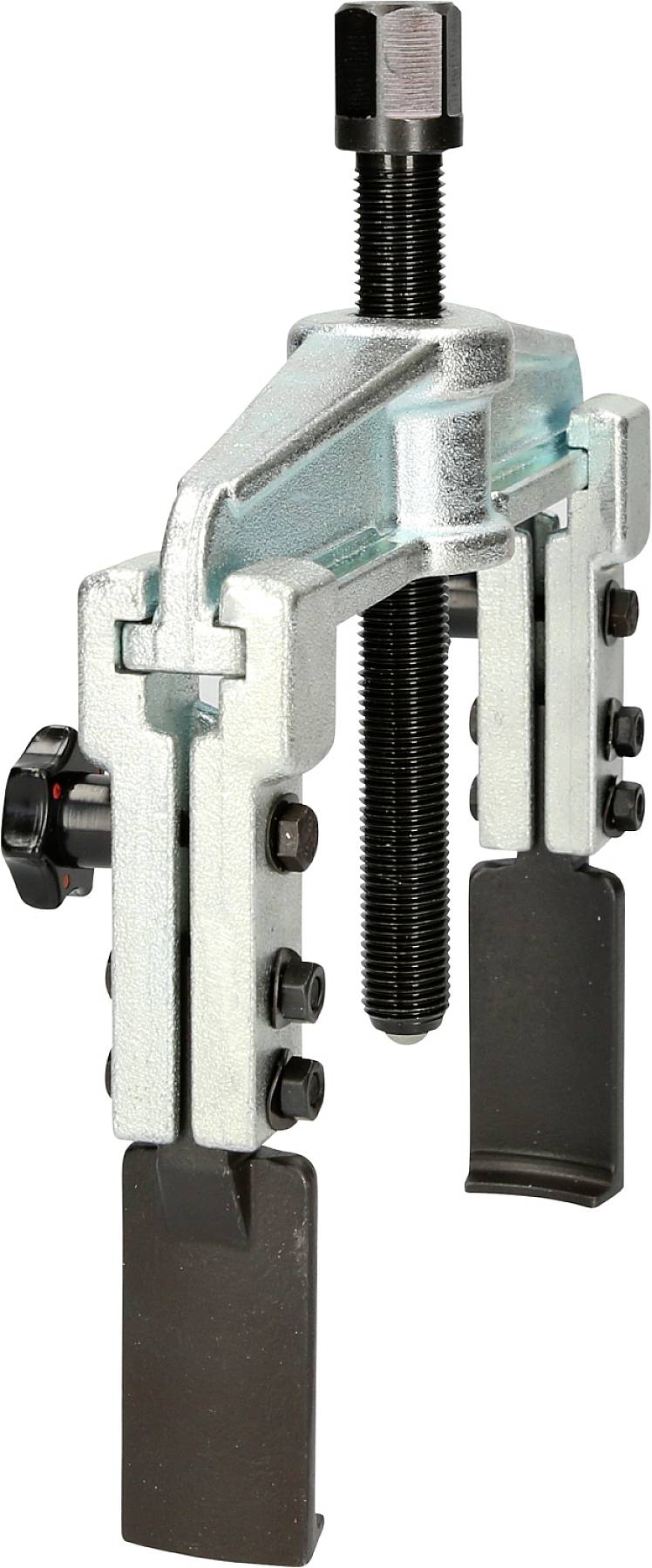 Abzieher mit zwei Armen und Schraubmechanismus zum Entfernen festsitzender Teile von Achsen oder Wellen. Aus Metall gefertigt.