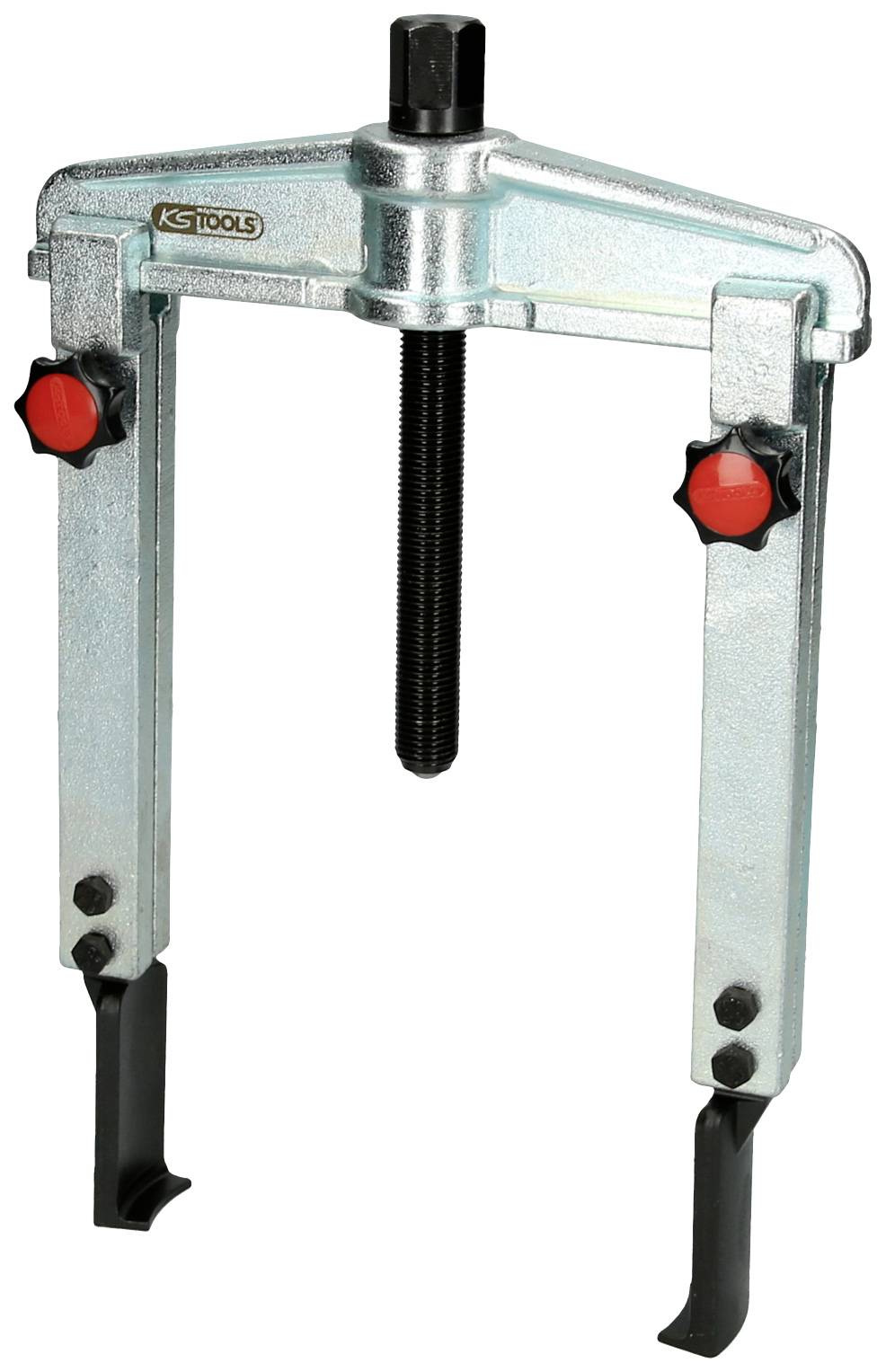 Zweibeiniger Abzieher mit verstellbaren Armen und Schraubmechanismus, verwendet zum Abziehen von Lagern oder Zahnrädern.