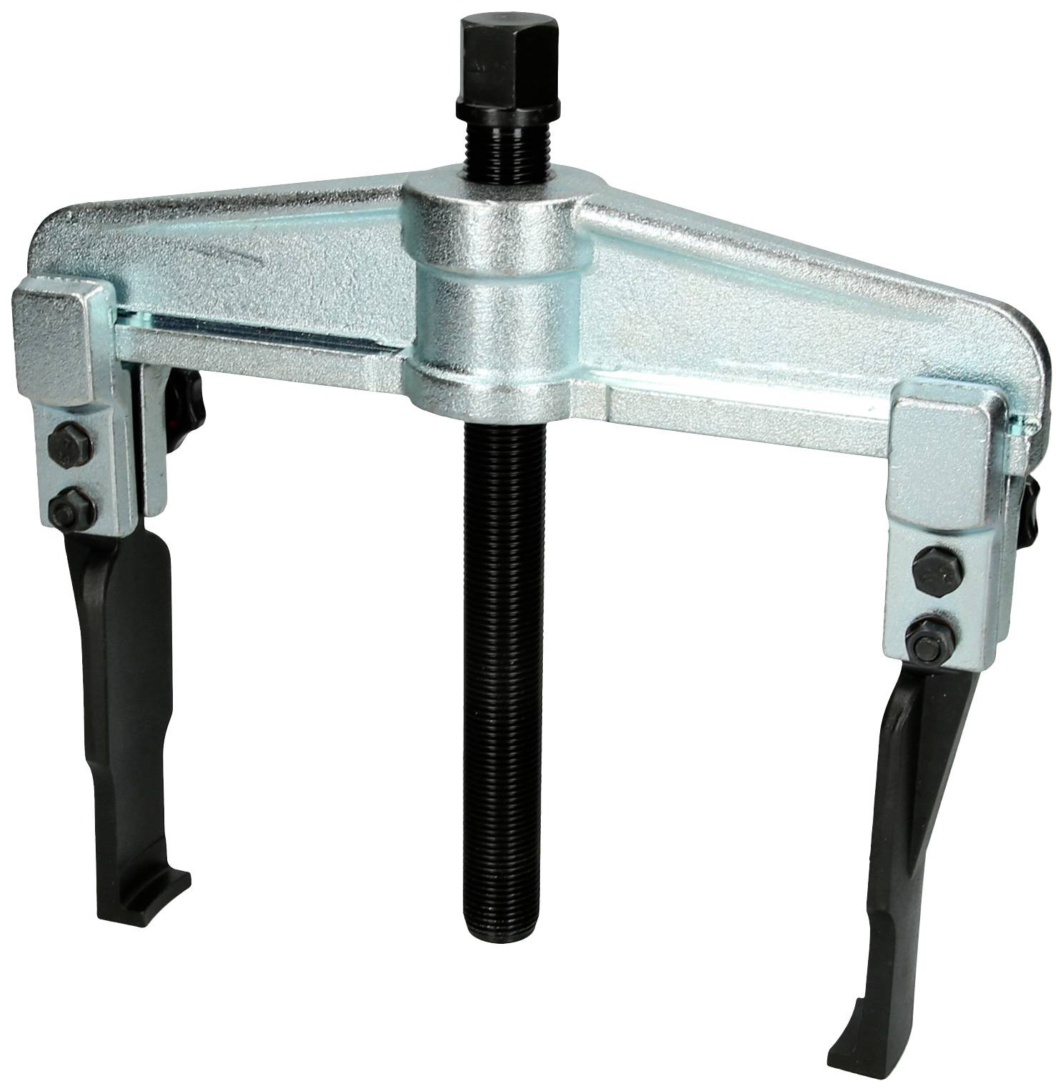 Bild eines mechanischen Abziehers mit zwei Armen, verwendet zum Entfernen von Lagern oder Zahnrädern von Wellen in Maschinen.