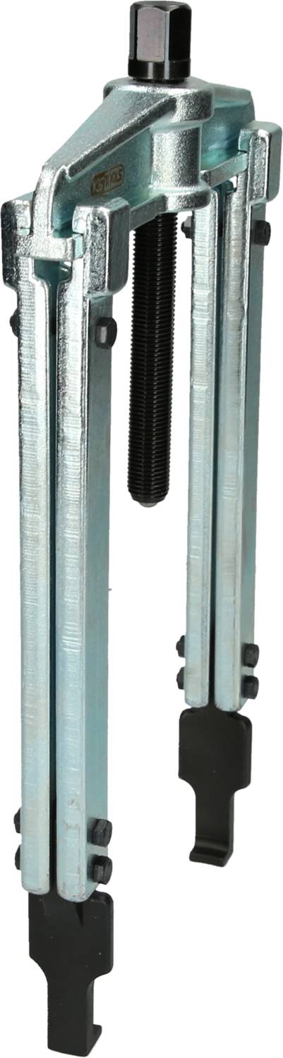 Ein mechanischer Abzieher mit drei Armen aus Metall, verwendet zum Entfernen von Lagern oder Zahnrädern von Achsen oder Wellen.