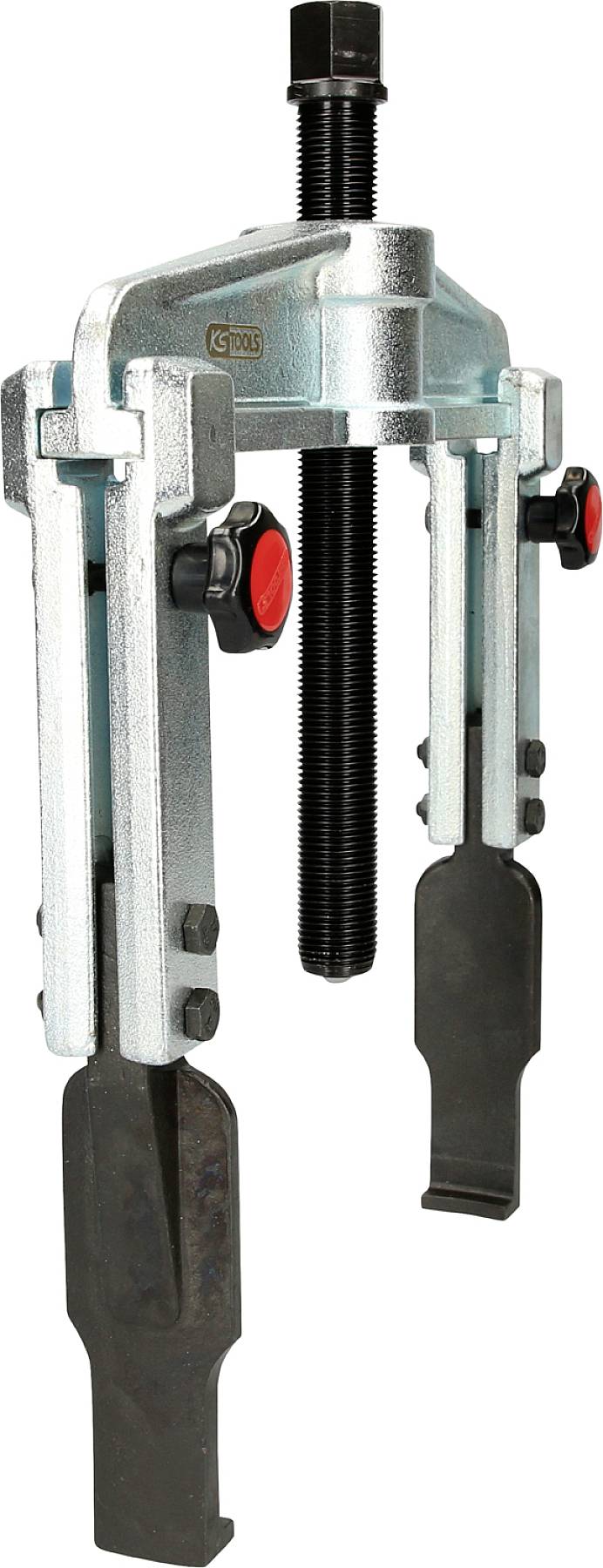 Abzieher mit zwei Metallarmen und Schraube zur Entfernung von fest sitzenden Teilen an Maschinen oder Fahrzeugen.