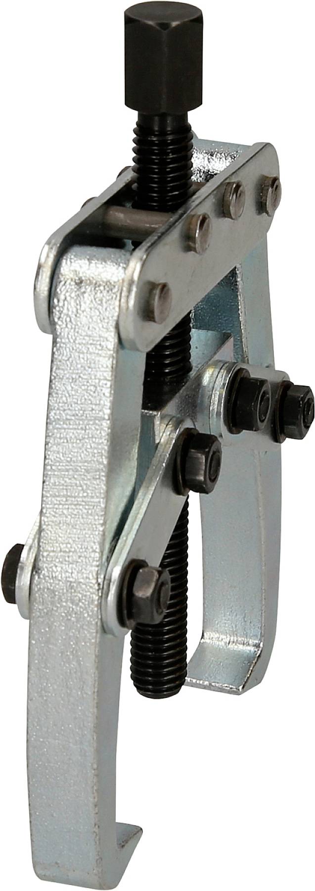 Ein zweibeiniger Abzieher aus Metall, das für das Lösen von festsitzenden Teilen wie Zahnrädern verwendet wird.