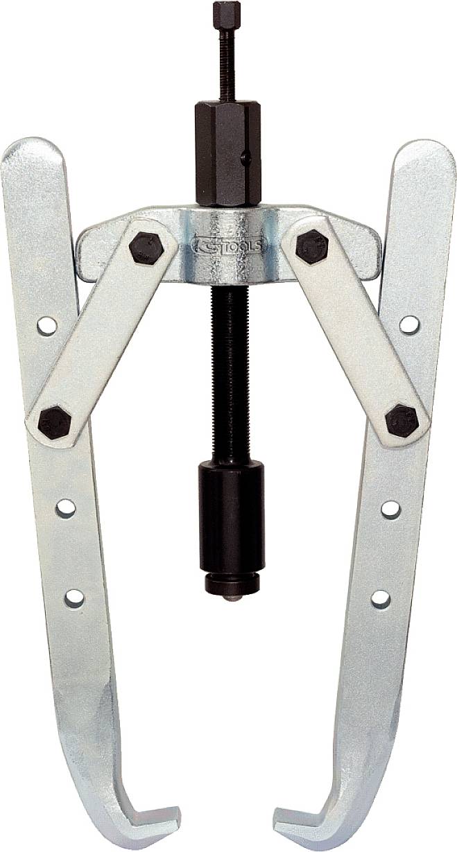 Metallischer Zweiarm-Abzieher, hauptsächlich für das Entfernen von Lagern oder Zahnrädern von Wellen verwendet.
