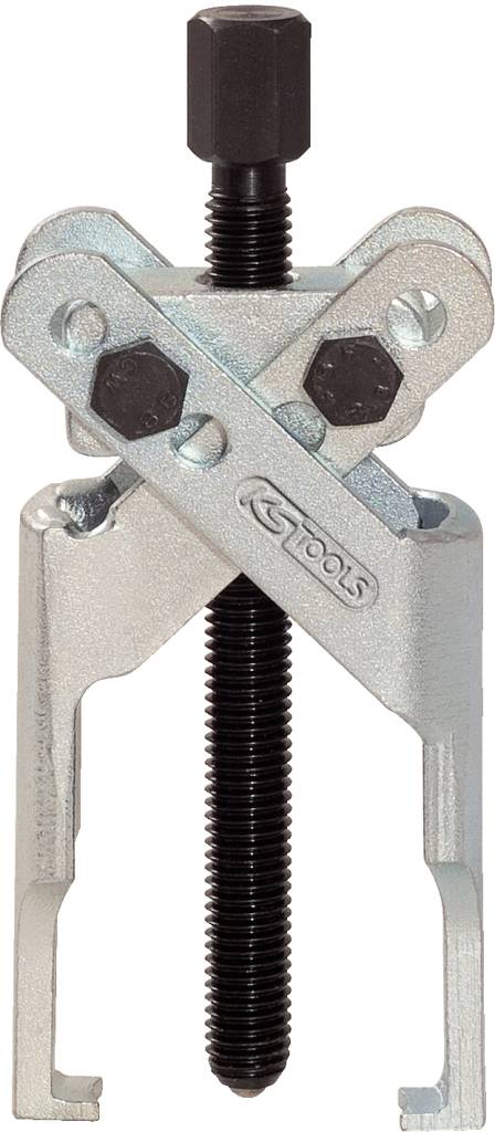 Abzieherwerkzeug mit zwei Armen, schwarzem Gewindestab und silberner Metalloberfläche, geeignet zum Entfernen von Lagern oder Zahnrädern.