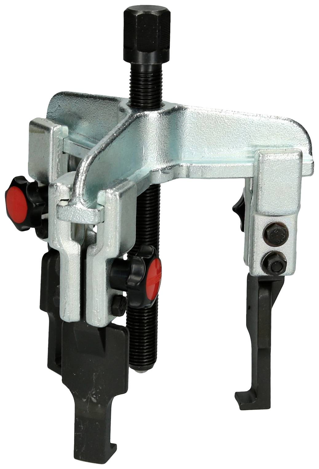 Industrieller Abzieher mit zwei Haken und Schraube zur Entfernung von Lagern oder Zahnrädern in mechanischen Anwendungen.