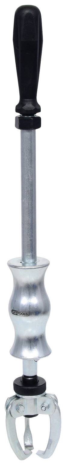 Metallischer Werkzeugabzieher mit schwarzem Griff. Verwendet zum Entfernen oder Lösen festsitzender Teile in mechanischen Geräten.