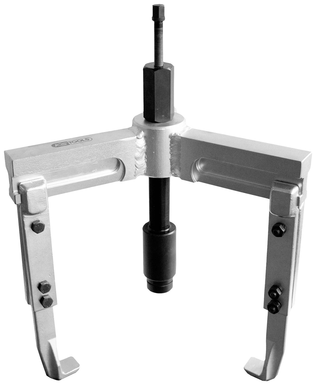 Zweiarmiger Abzieher aus Metall mit zentraler Spindel, geeignet zum Entfernen von Lagern oder Zahnrädern.