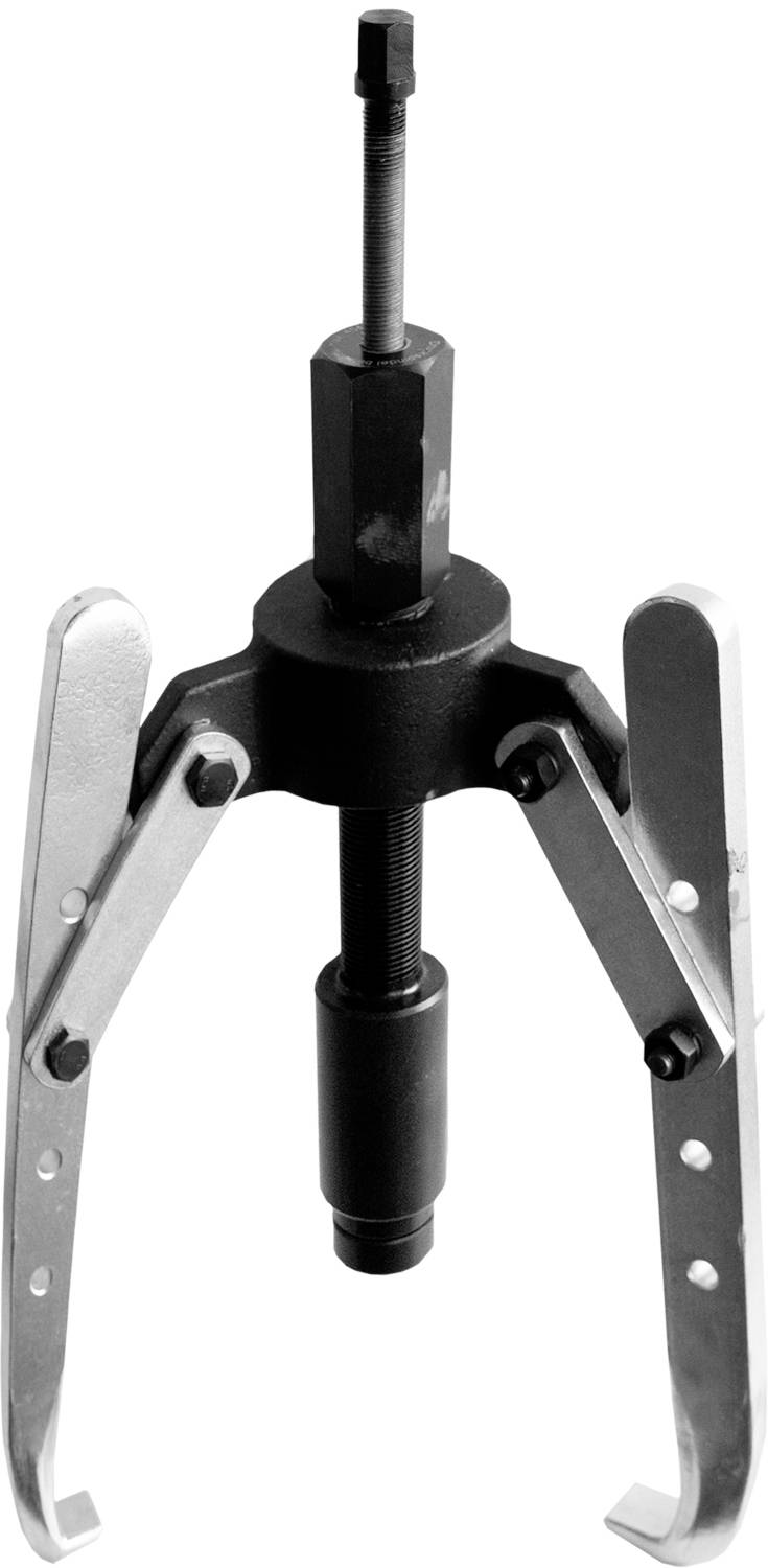 Dreiarmiger Abzieher zum Entfernen von Lagern oder Zahnrädern. Mechanisches Werkzeug mit Schraubspindel und einstellbaren Armen.