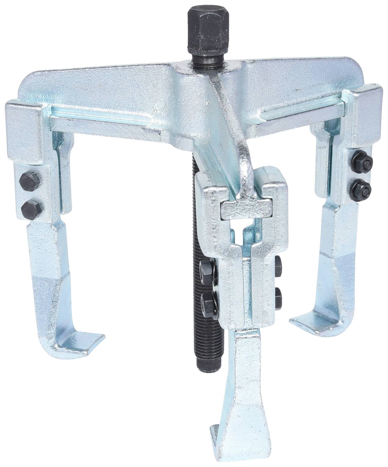 Dreibeiniger Abzieher aus Metall mit Schraubmechanismus, verwendet zum Entfernen von Lagern oder Buchsen in Maschinen oder Fahrzeugen.