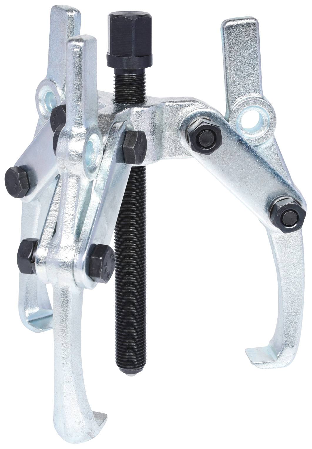 Metallischer Abzieher mit drei Armen und zentralem Gewinde. Wird verwendet, um Lager oder Zahnräder von einer Welle zu entfernen.