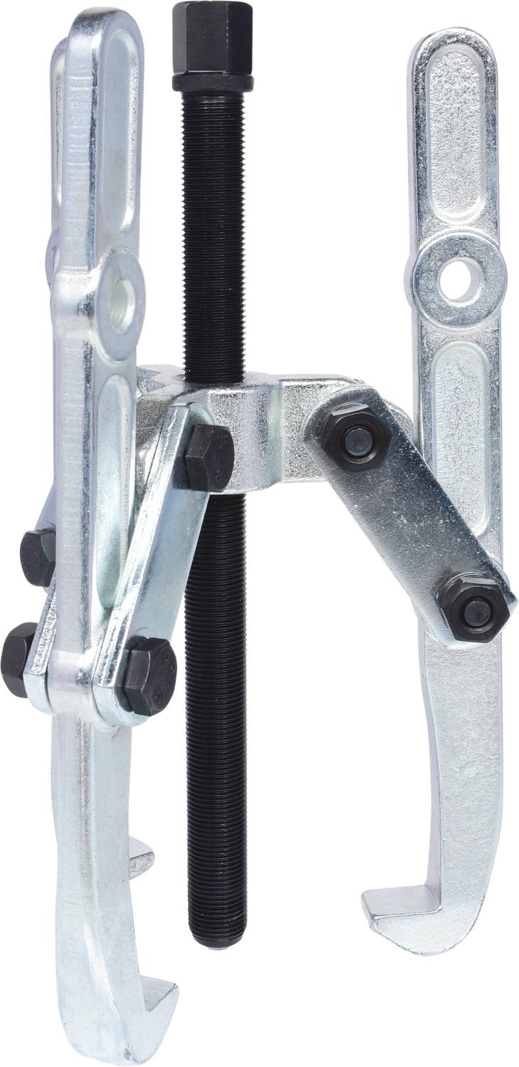 Dreibeiniger Abzieher aus Metall, zur Entfernung von festsitzenden Teilen auf Wellen. Enthält Schraube und bewegliche Haltearme.