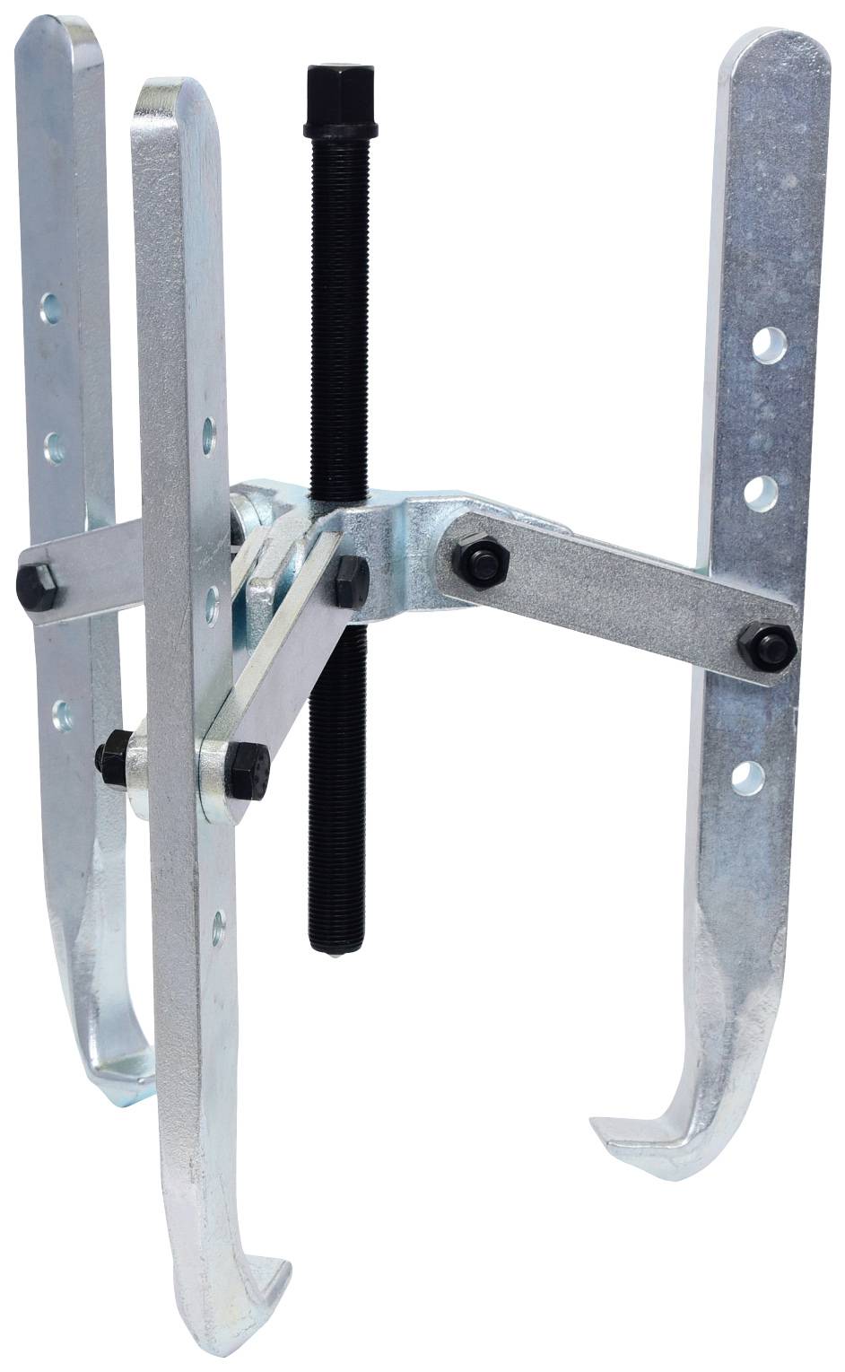 Metallischer Abzieher mit drei verstellbaren Armen, geeignet zum Entfernen von Zahnrädern oder Lagern von Wellen.