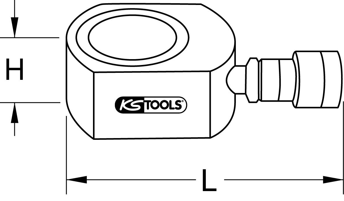Illustration eines KS Tools Bauteils mit den Maßen H und L.