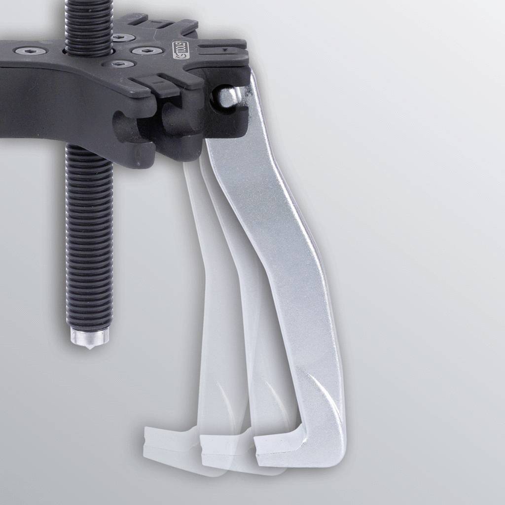 Ein Schraubendreher-Werkzeug mit verstellbaren Greifarmen, das zum Entfernen von Lagern oder Zahnrädern verwendet wird.