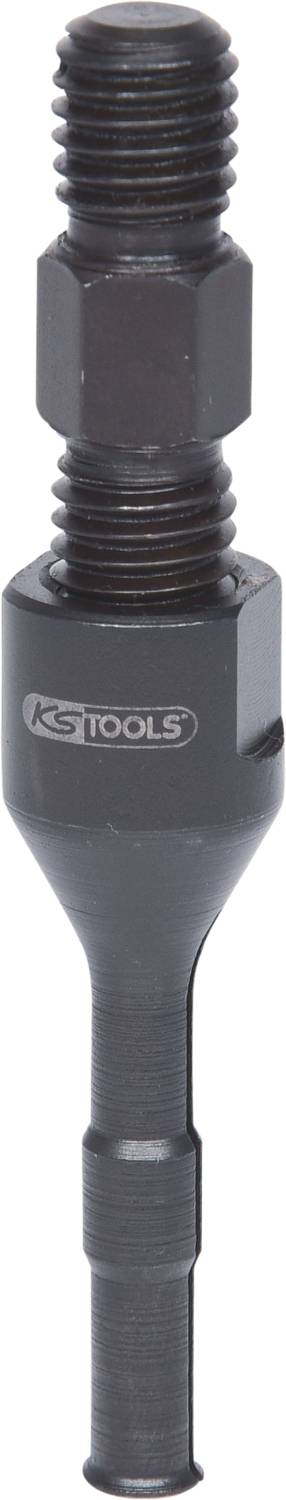 Metallisches Werkzeug mit Gewinde und sechseckigem Kopf, beschriftet mit 'KS Tools'. Hauptsächlich für technische Anwendungen verwendet.