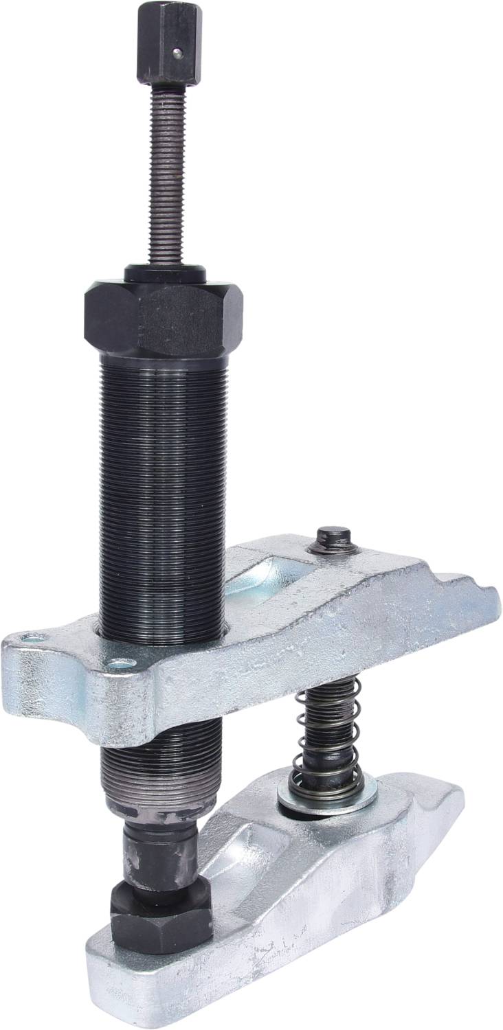 Spezialwerkzeug zur Abzieher-Montage: Metallkonstruktion mit Federmechanismus, zum Entfernen von fest sitzenden Teilen.