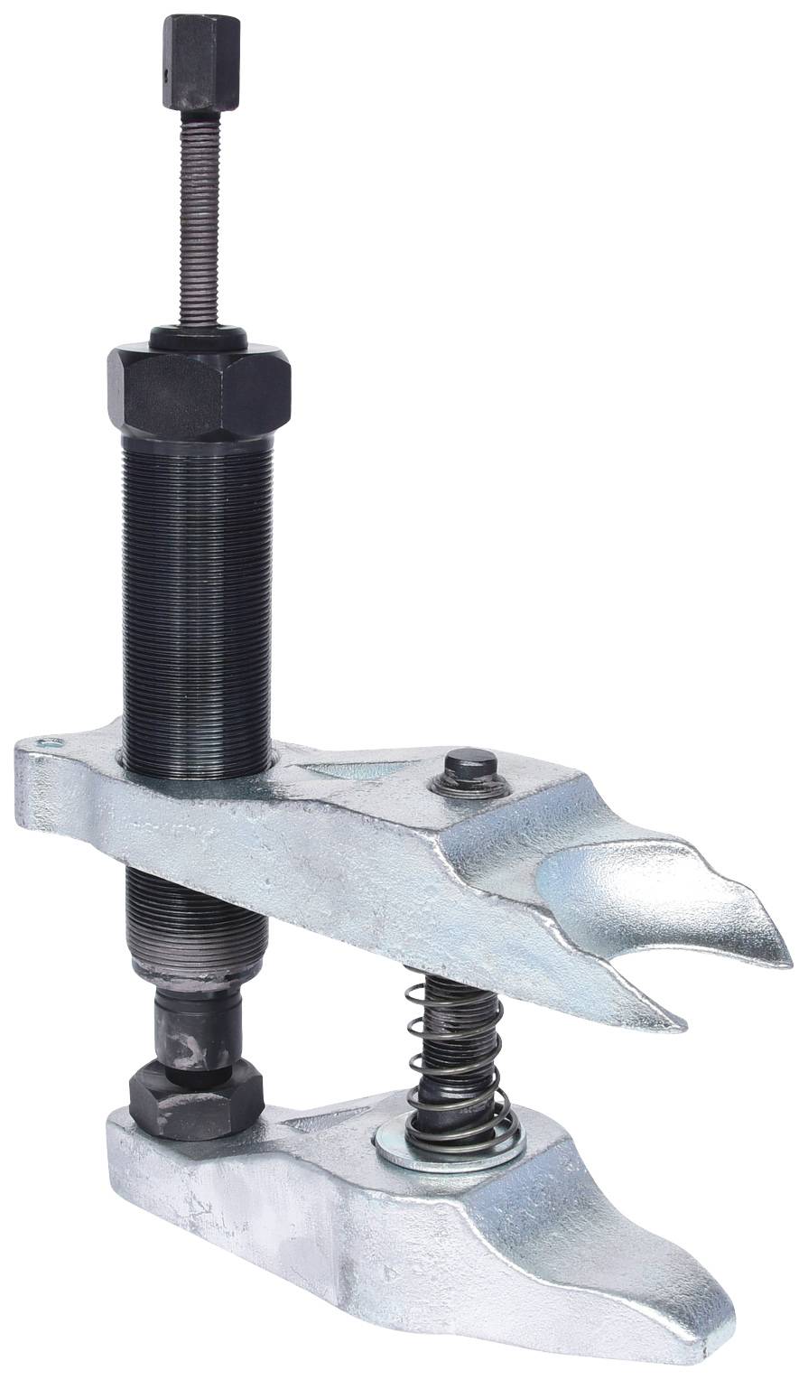 Abgebildet ist ein Abzieherwerkzeug aus Metall mit Schraubgewinde und Feder, verwendet zum Entfernen von Lagern oder ähnlichen Teilen.