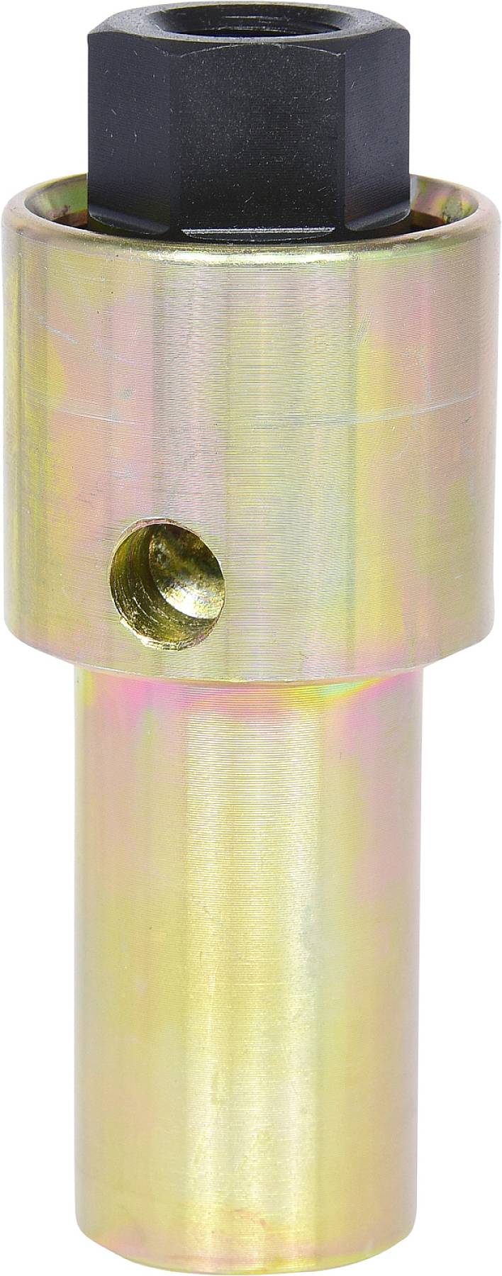 Metallischer Adapter, zylindrisch, mit sechseckigem Kopf, vermutlich zur Verbindung von Maschinen- oder Fahrzeugteilen.