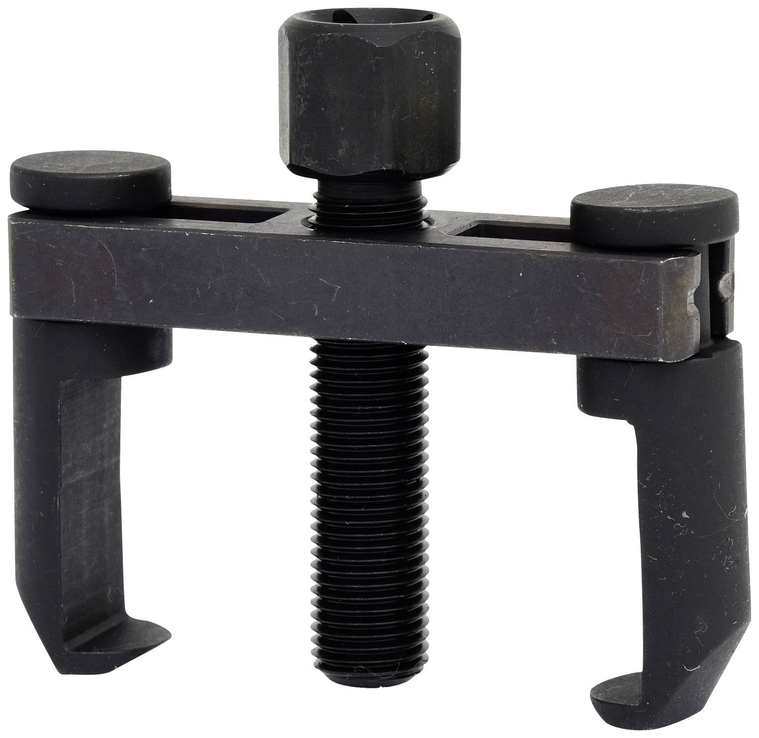 Ein schwarzer Abzieher mit zwei Armen und einem zentralen Schraubmechanismus zur Entfernung von Lagern oder Zahnrädern.