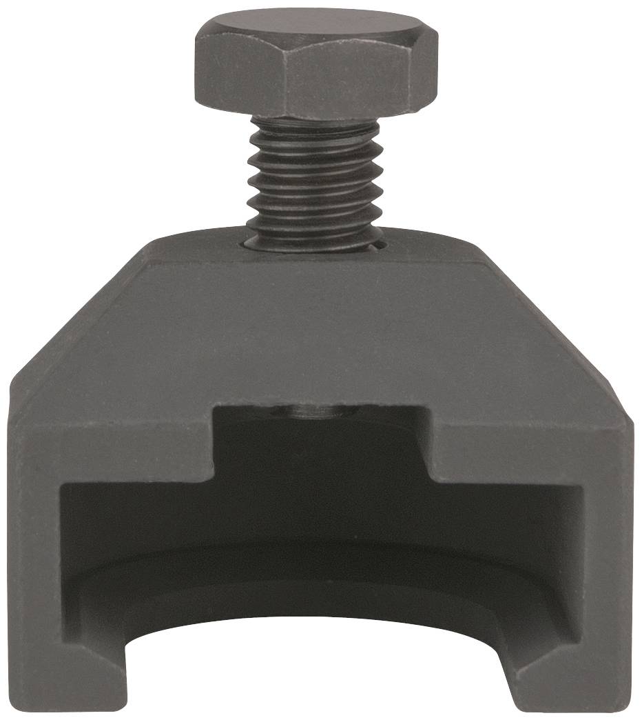 Metallklemme mit sechseckiger Schraube, geeignet für Maschinen- oder Bauteilverbindungen. Verfügt über ein rechteckiges Design.