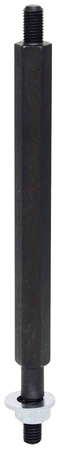 Lange, sechskantige Metallstange mit Gewinden an beiden Enden, passend für mechanische Anwendungen.