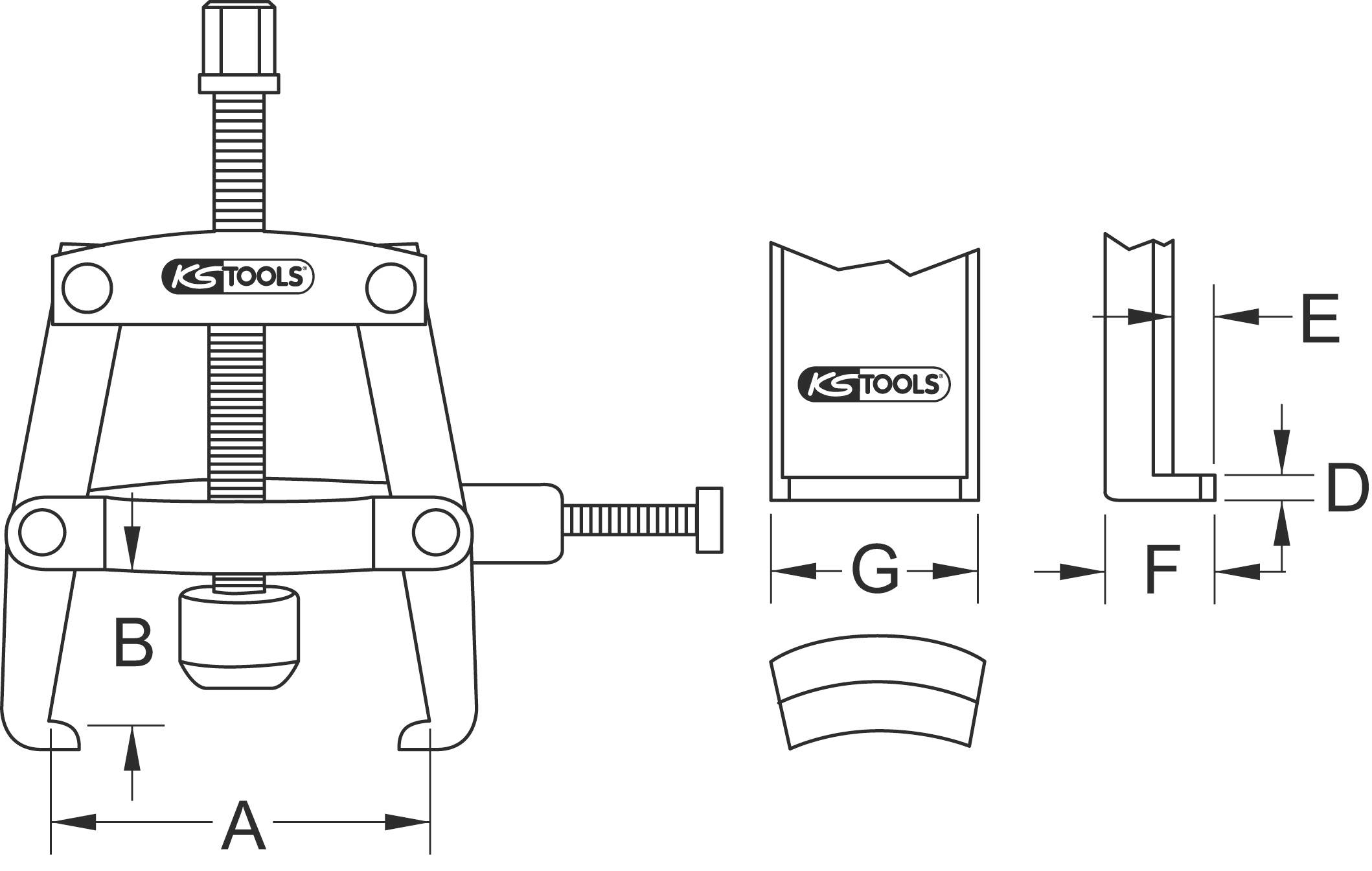 KS Tools 7001260 Lagerring-Abzieher Spannbereich (Details) 90 mm Anzahl Haken 2