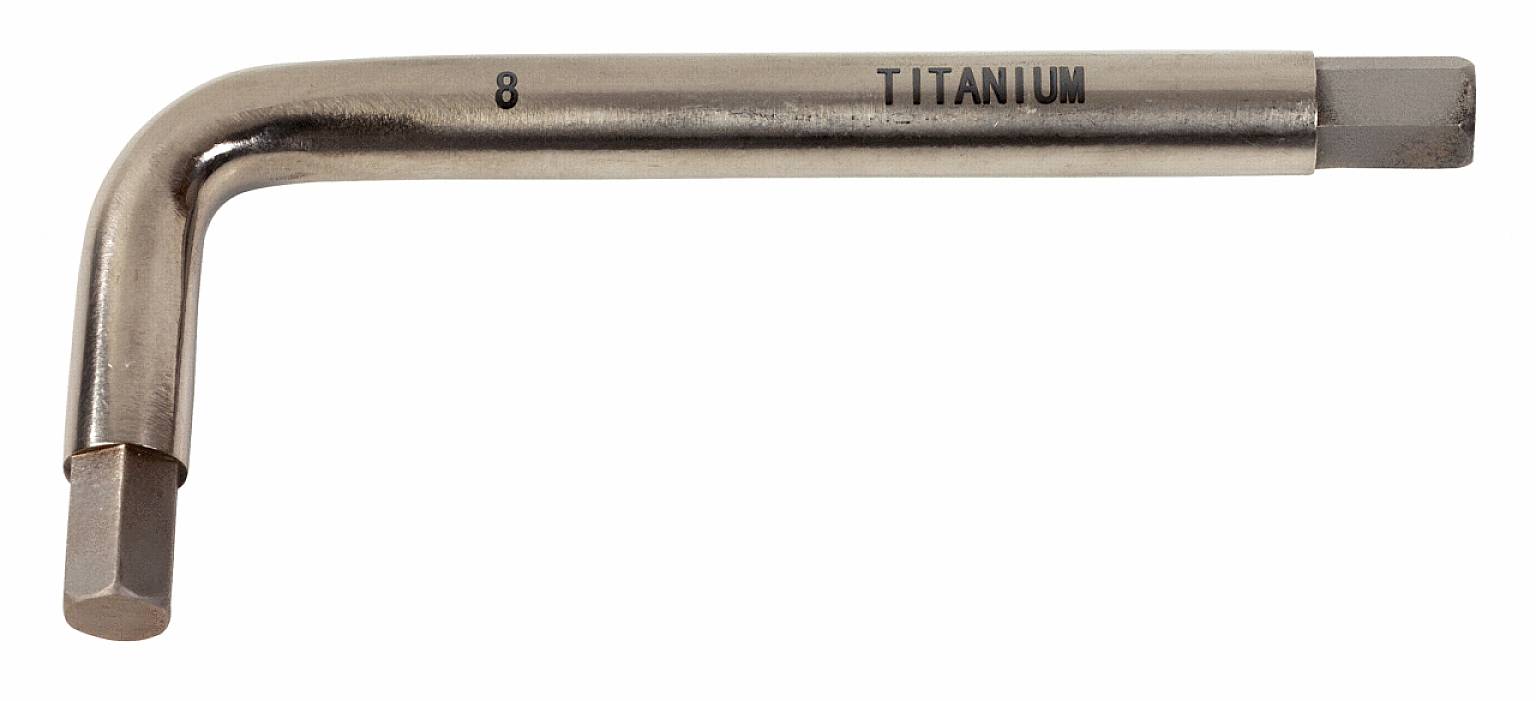 L-förmiger Inbusschlüssel aus Titan, Größe 8. Hochwertiges Werkzeug für Schrauben mit Innensechskant.