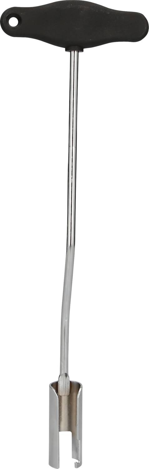 Werkzeug zur Probenentnahme aus Boden oder Substraten. Metallstange mit T-förmigem Griff und zylindrischem, halbiertem Ende.