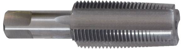 Ein zylindrisches Metallwerkzeug mit spiralförmigen Schneidzähnen zum Herstellen von Innengewinden in einem Material.