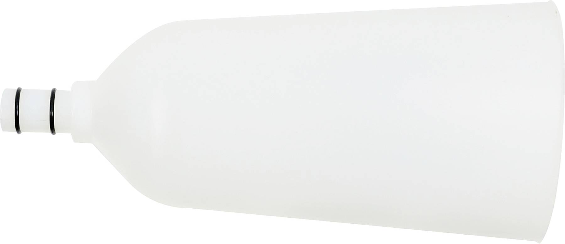 Weiße, konische Kunststoffflasche mit Schraubverschluss.