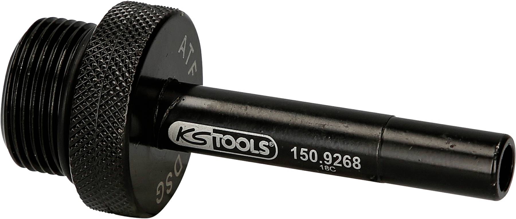Ein schwarzer Adapter von KS Tools mit der Aufschrift '150.9268', geeignet für Spezialanwendungen in der Fahrzeugtechnik.
