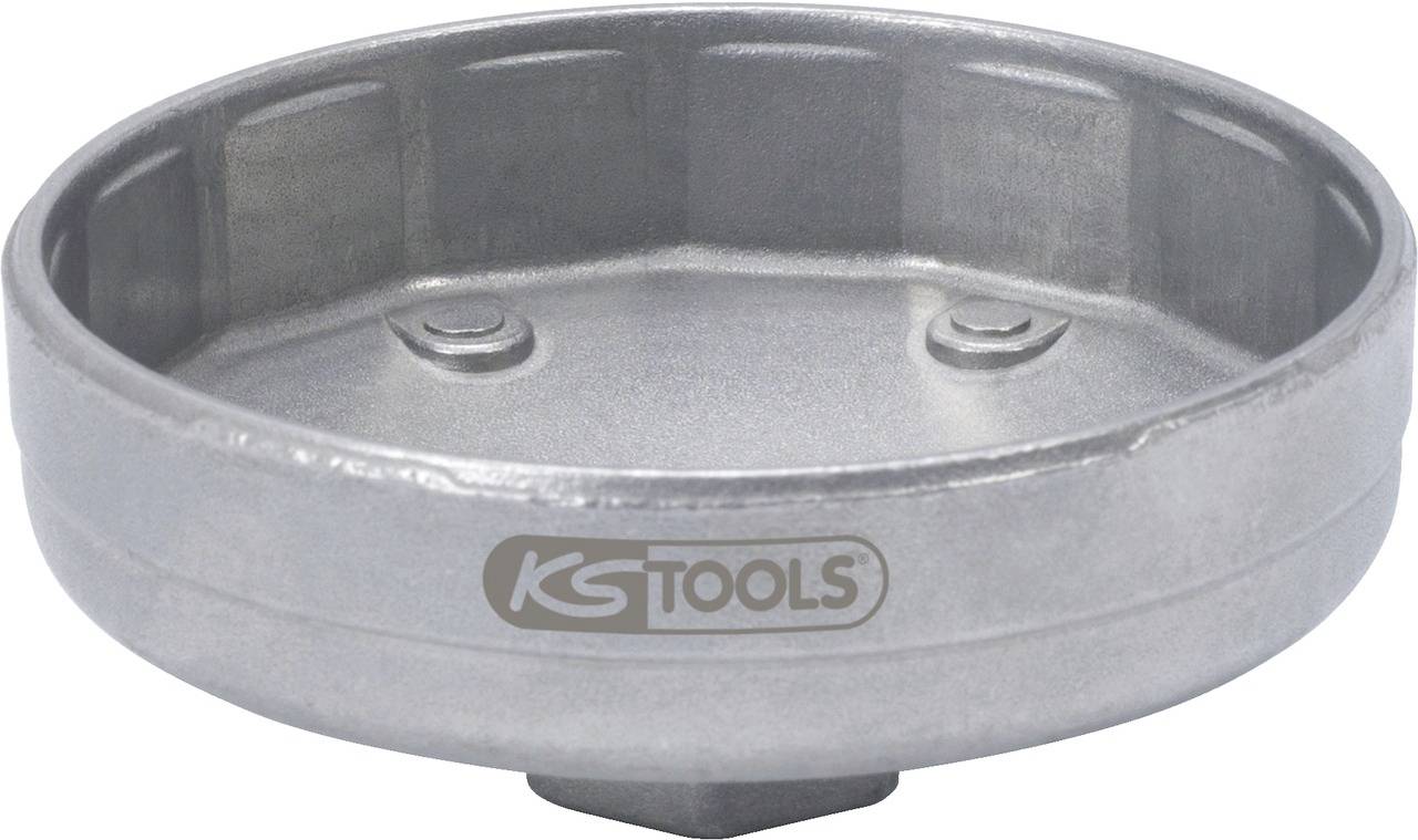 Silberne Ölfilterschlüssel-Verlängerung von KS Tools mit rundem Design und Griffmulden zur besseren Hebelwirkung.