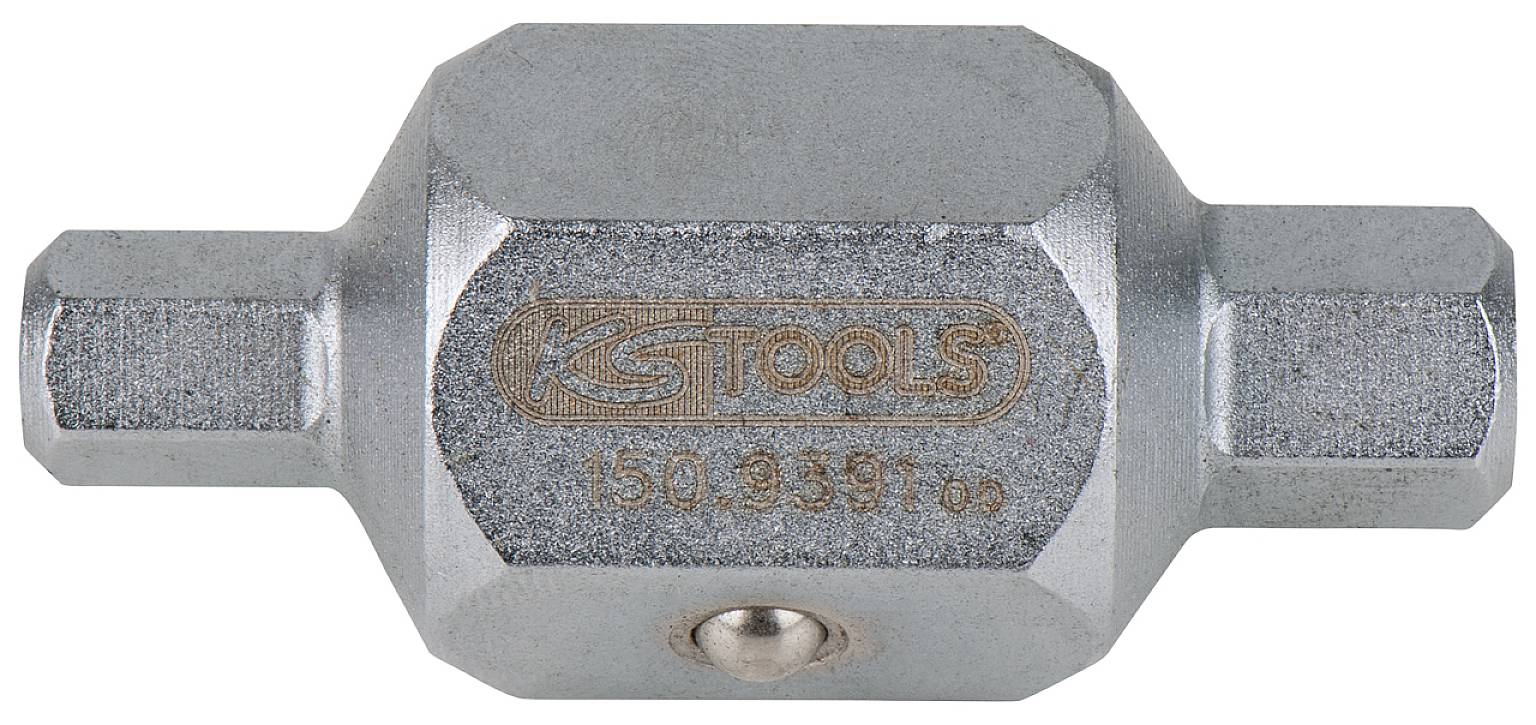 Metallischer Schraubschlüsseleinsatz mit Logo 'KS Tools' und Nummer '150.9381' darauf geprägt. Geeignet für Schraubverbindungen.