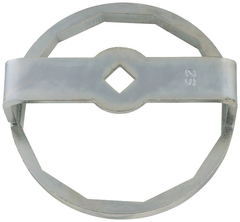 Metallwerkzeug mit achteckigem Design und zentralem Riemen zur Stabilisierung. Verwendet für spezielle industrielle Anwendungen.